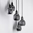 5-light designer pendant light Boise - black and smoked glass