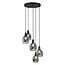 5-light designer pendant light Boise - black and smoked glass