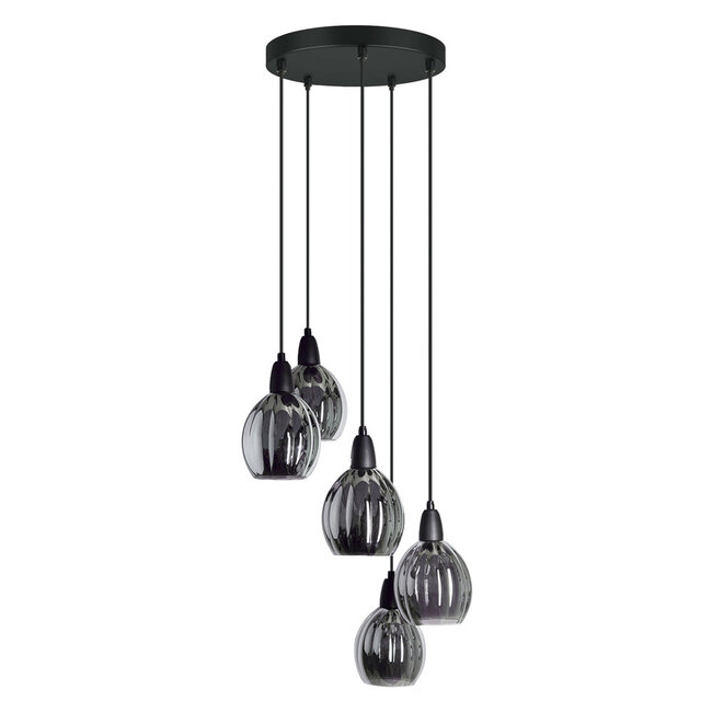 Designer pendant lamp with smoked glass, 5-light - Boise