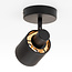 1-light modern ceiling spotlight Faya - black with fabric shade