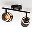 2-light modern ceiling light Franky - black with fabric shades