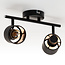 2-light modern ceiling light Franky - black with fabric shades