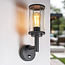 Outdoor wall light Pepijn with sensor - anthracite