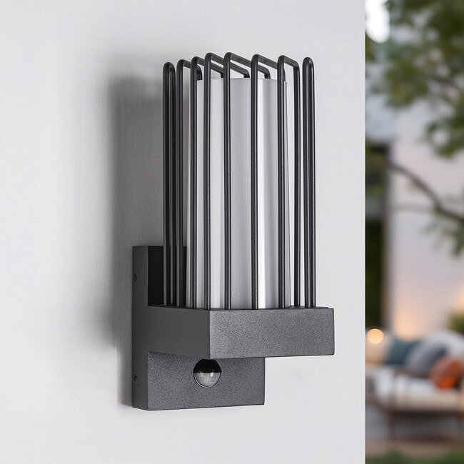 Industrial dark grey wall lamp with sensor - Tijn