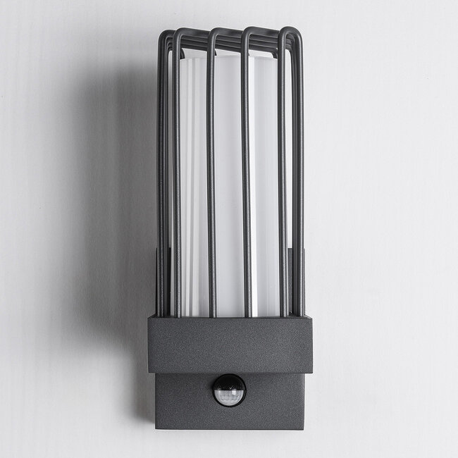Industrial dark grey wall lamp with sensor - Tijn