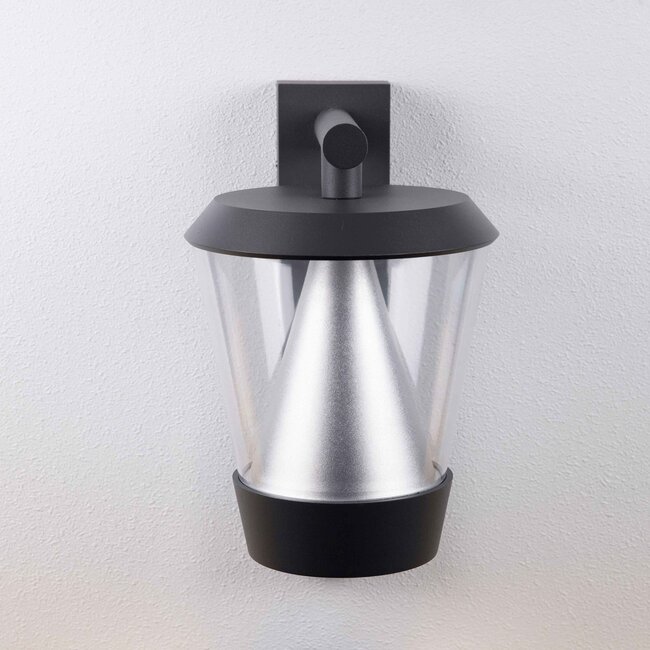Modern dark grey 12W wall light with sensor for outdoor use - Tygo