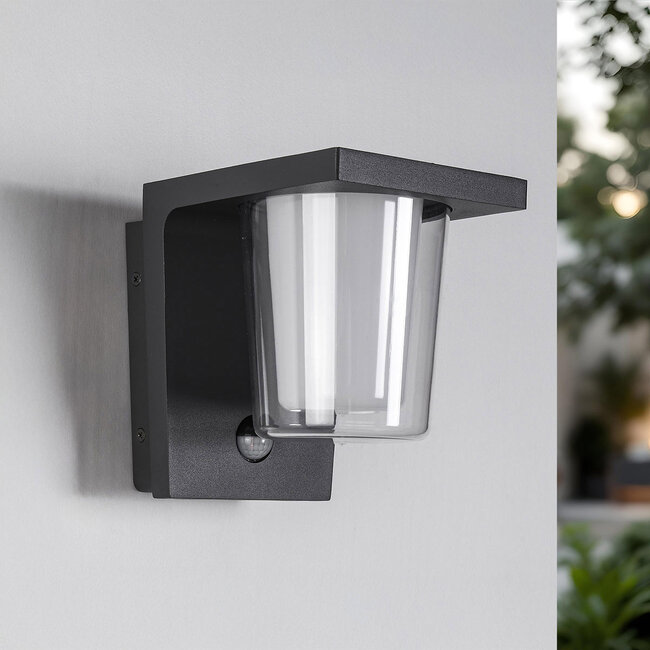 Dark grey outdoor wall light with sensor - Lio