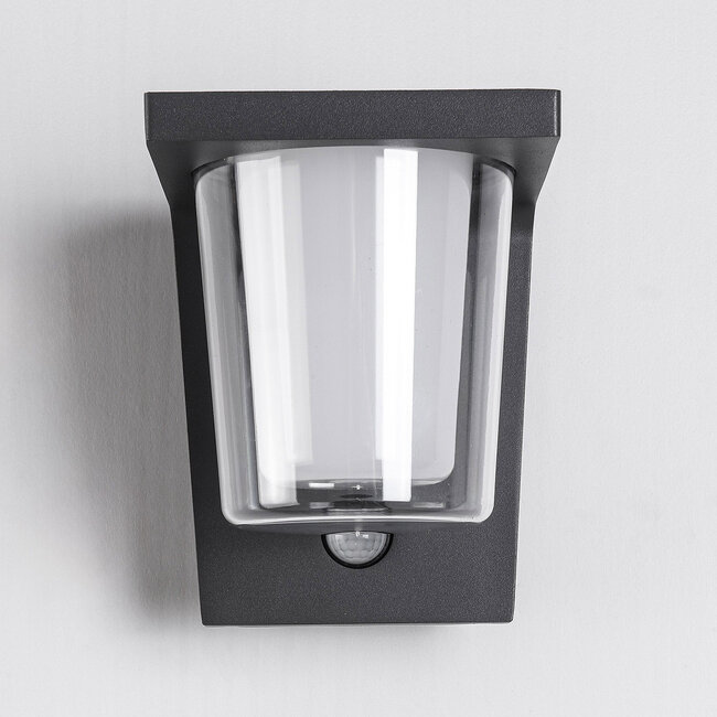 Dark grey outdoor wall light with sensor - Lio