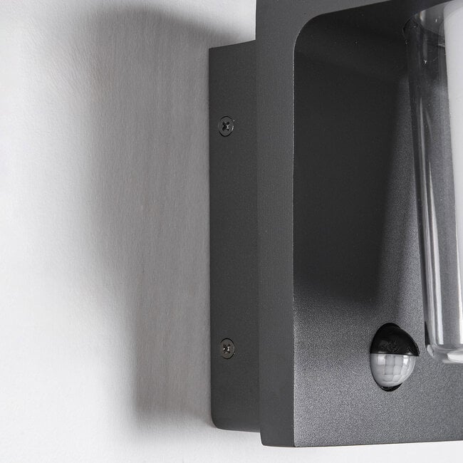 Outdoor wall light Lio with sensor - anthracite with integrated LED