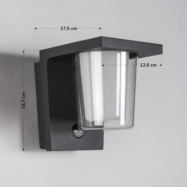 Dark grey outdoor wall light with sensor - Lio