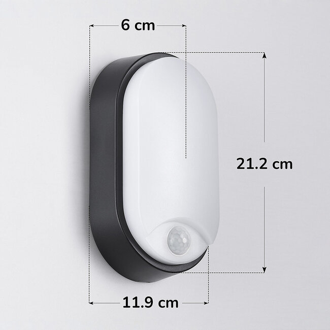 Oval outdoor wall light with sensor and three colour settings