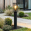 Standing outdoor lamp with smoked glass - Penn - Black 60 cm