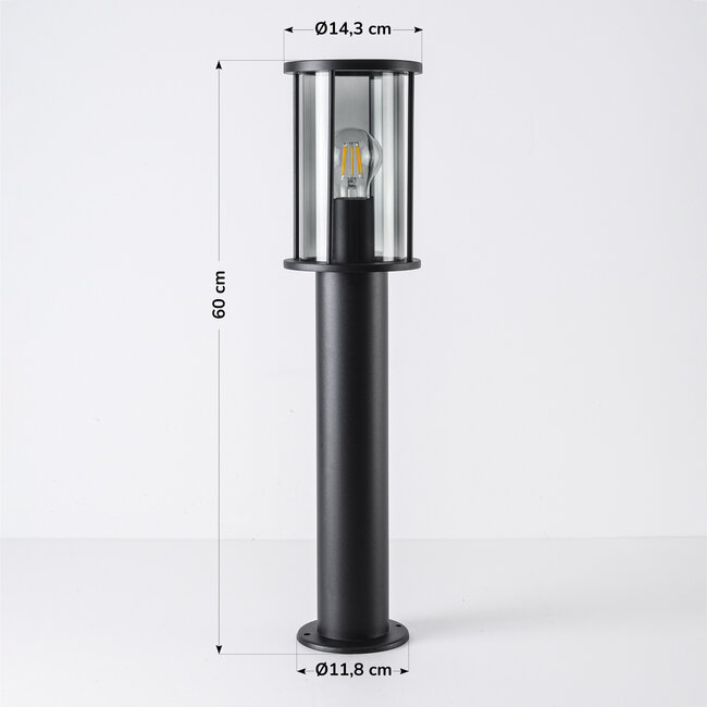 Standing outdoor lamp with smoked glass - Penn - Black 60 cm