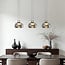 3-step dimmable 3-light pendant light Gujo - smoked glass and black