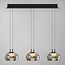 3-step dimmable 3-light pendant light Gujo - smoked glass and black