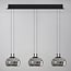 3-step dimmable 3-light pendant light Gujo - smoked glass and black