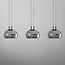 3-step dimmable 3-light pendant light Gujo - smoked glass and black