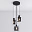 3-light pendant light Pella - smoked glass and black