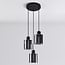 3-light pendant light Pella - smoked glass and black