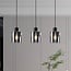 3-light pendant light Palaio - smoked glass and black