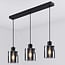 3-light pendant light Palaio - smoked glass and black