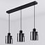 3-light pendant light Palaio - smoked glass and black