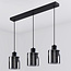 Black Palaio pendant lamp with smoked glass, 3-light