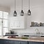 3-light pendant light Palaio - smoked glass and black