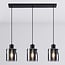 3-light pendant light Palaio - smoked glass and black