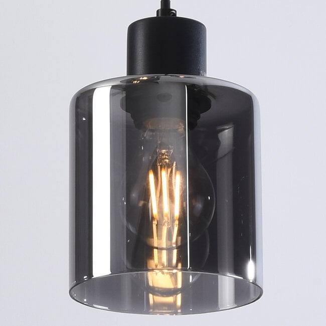 3-light pendant light Palaio - smoked glass and black