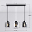 Black Palaio pendant lamp with smoked glass, 3-light
