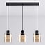 3-light pendant light Palaio - amber glass and black