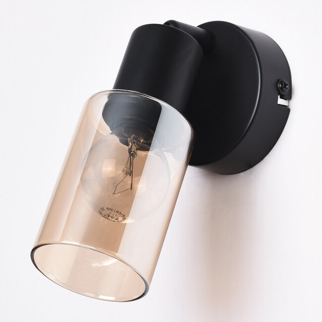 Atica wall spotlight with Amber glass - swivelling