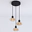 Modern 3-light pendant light Vida - amber glass and black
