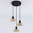 Modern 3-light pendant light Vida - amber glass and black