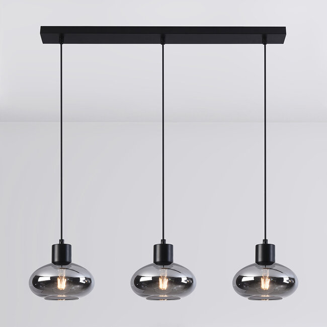 Vere 3-light pendant with smoked glass