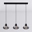 3-light pendant light Vere - smoked glass and black