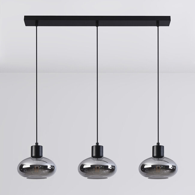 Vere 3-light pendant with smoked glass
