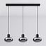 3-light pendant light Vere - smoked glass and black