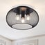 3-light ceiling light Caia - black metal with perforated shade
