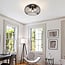 3-light ceiling light Caia - black metal with perforated shade