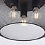 3-light ceiling light Caia - black metal with perforated shade