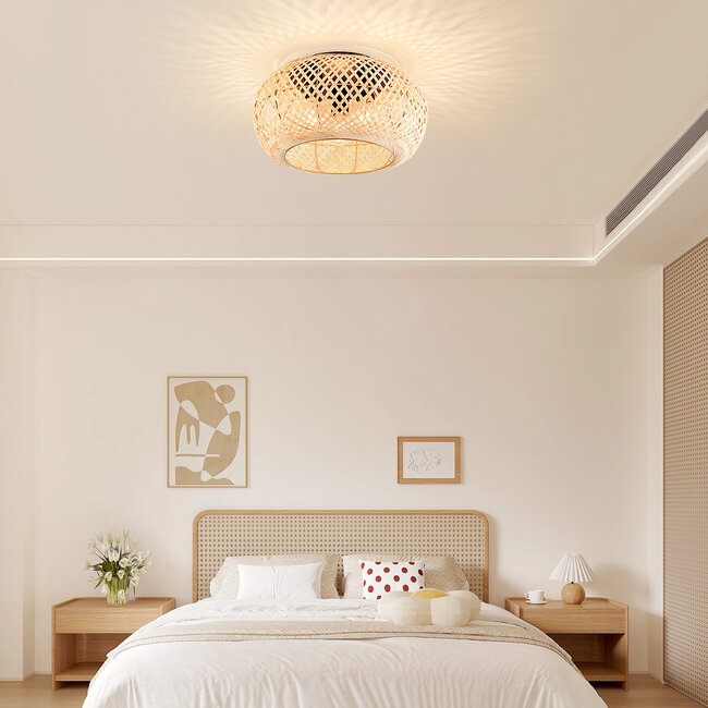 Bamboo ceiling lamp, 3-light - Caia