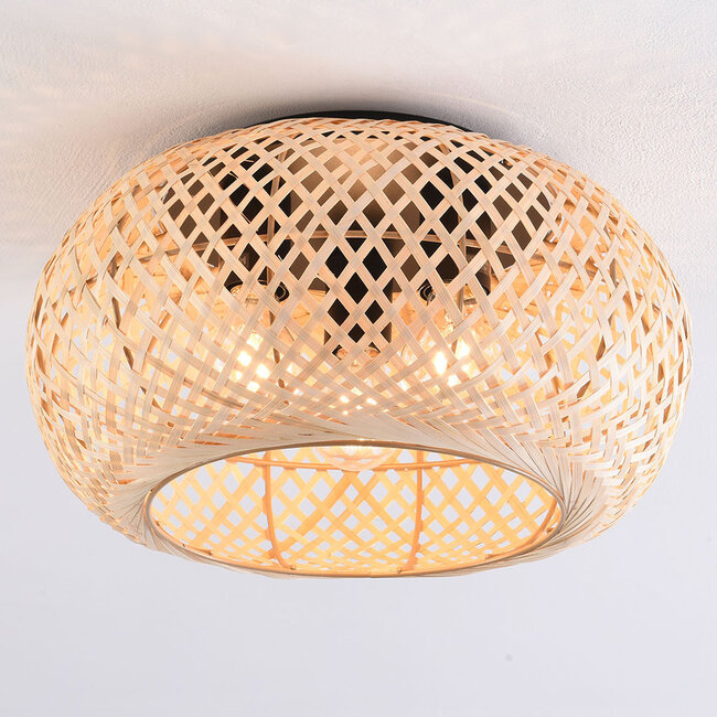 Bamboo ceiling lamp, 3-light - Caia