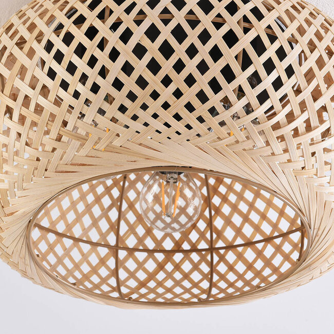 Bamboo ceiling lamp, 3-light - Caia