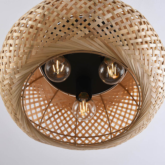 Bamboo pendant lamp, 3-light - Cerise