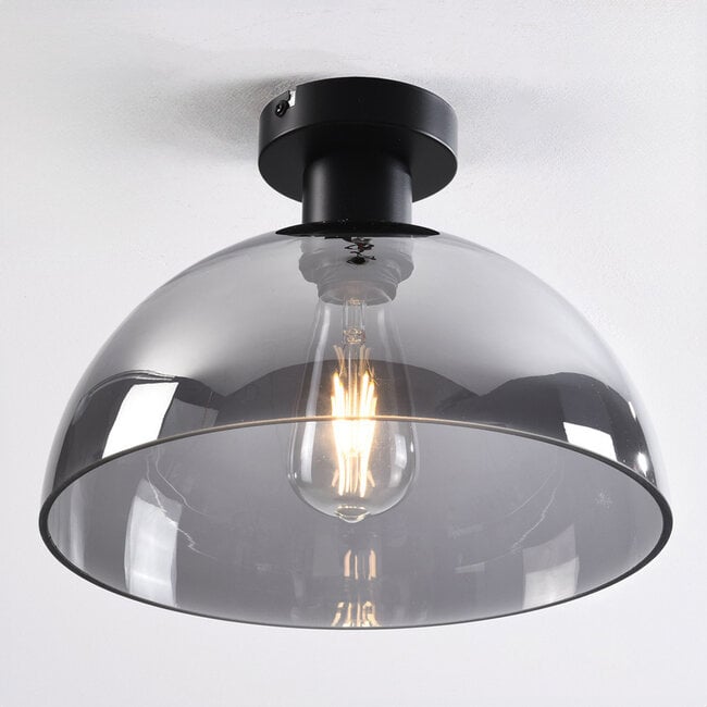 ceiling light Feija - smoked glass with semi-open shade
