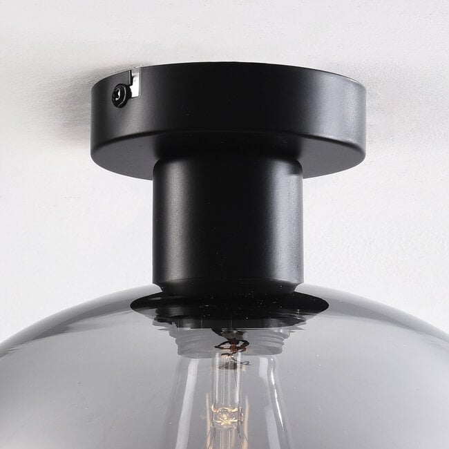 ceiling light Feija - smoked glass with semi-open shade