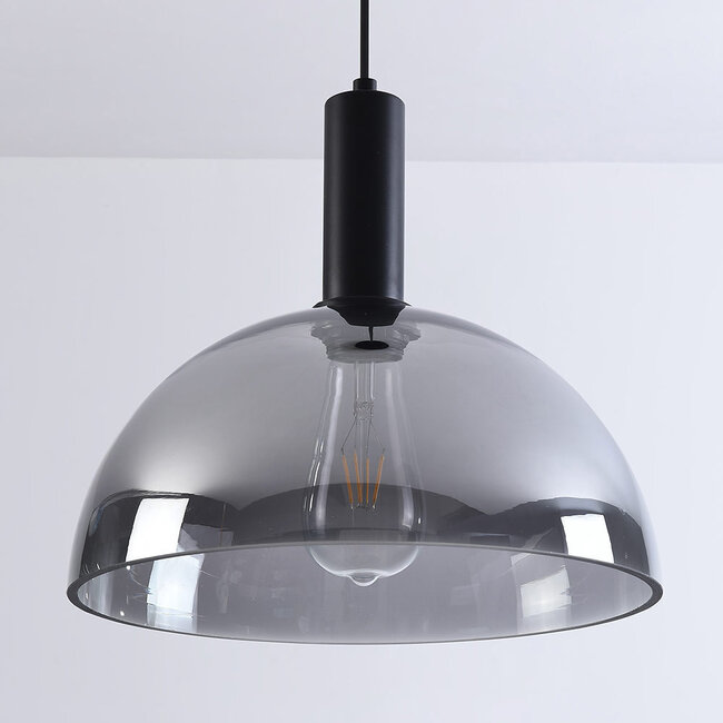 pendant light Fajen - smoked glass with semi-open shade