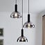 3-light pendant light Fares - smoked glass and black